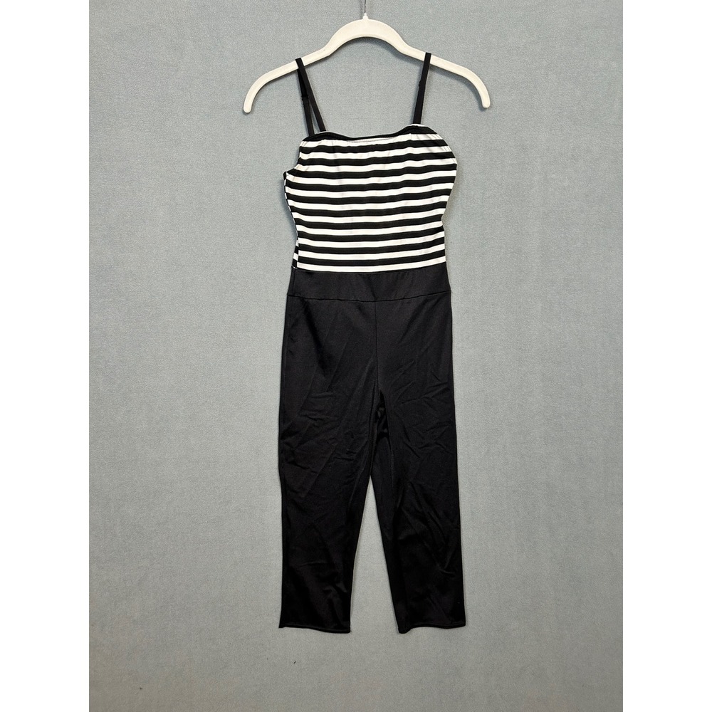 Weissman Kids Dance Unitard Striped Camisole Jumpsuit Black White Size SA